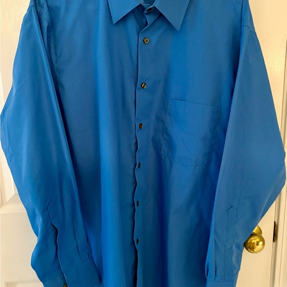 Van Heusen Regular Fit Wrinkle Free 17 Neck 32/33 Arms Bright Blue Dress Shirt - Picture 1 of 3
